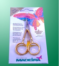 MADEIRA Stickschere, 2-fach gebogen, vergoldet